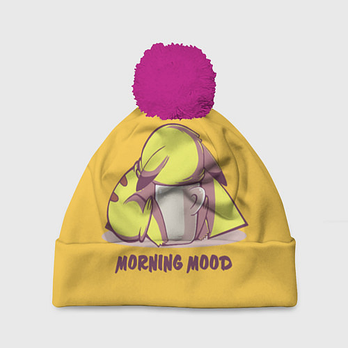 Шапка c помпоном Pikachu morning mood / 3D-Малиновый – фото 1