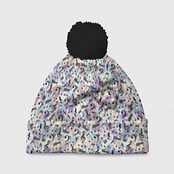 Шапка с помпоном Музыкальные Ноты, цвет: 3D-черный