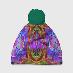 Шапка с помпоном Психоделика Абстракция, цвет: 3D-зеленый