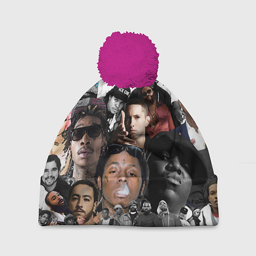 Шапка c помпоном Короли Рэпа KING RAP / 3D-Малиновый – фото 1