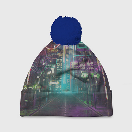 Шапка c помпоном Neon Tokyo / 3D-Тёмно-синий – фото 1