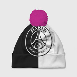 Шапка с помпоном ФК ПСЖ PSG BLACK & WHITE, цвет: 3D-малиновый