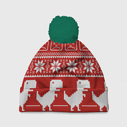 Шапка с помпоном Новогодний гугл, цвет: 3D-зеленый