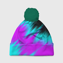 Шапка с помпоном НЕОНОВЫЕ ПОЛОСЫ И НИЧЕГО ЛИШНЕГО NEON STRIPES, цвет: 3D-зеленый