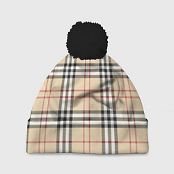 Шапка с помпоном Клетчатый принт в стиле Burberry, цвет: 3D-черный