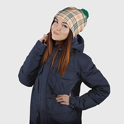 Шапка с помпоном Клетчатый принт в стиле Burberry, цвет: 3D-зеленый — фото 2