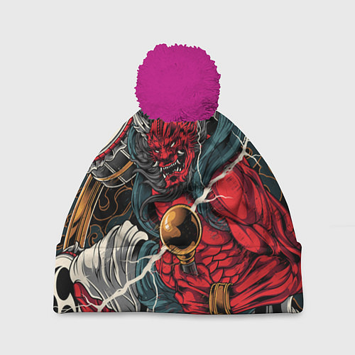 Шапка c помпоном БОГ ГРОМА РАЙДЗИН / 3D-Малиновый – фото 1
