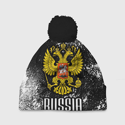 Шапка c помпоном Russia / 3D-Черный – фото 1
