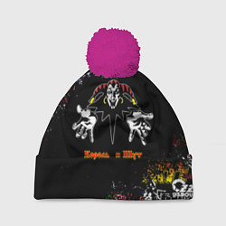 Шапка с помпоном Лого рок групп, цвет: 3D-малиновый