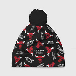 Шапка с помпоном CHICAGO BULLS БЫКИ УЗОР, цвет: 3D-черный