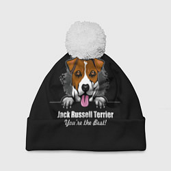 Шапка с помпоном Джек-Рассел-Терьер Jack Russell Terrier, цвет: 3D-белый