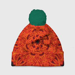 Шапка c помпоном Огненная мандала