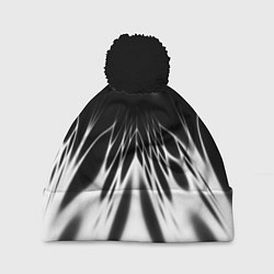 Шапка с помпоном Белый и черный - коллекция Лучи - Хуф и Ся, цвет: 3D-черный