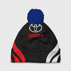 Шапка с помпоном Автомобиль Toyota, цвет: 3D-тёмно-синий