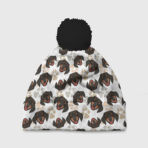 Шапка c помпоном Такса Dachshund Dog / 3D-Черный – фото 1