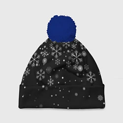 Шапка с помпоном Снежинки - С Новый год, цвет: 3D-тёмно-синий