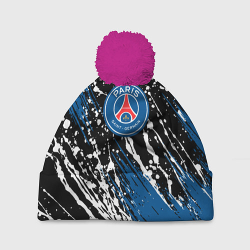 Шапка c помпоном PSG футбольный клуб / 3D-Малиновый – фото 1