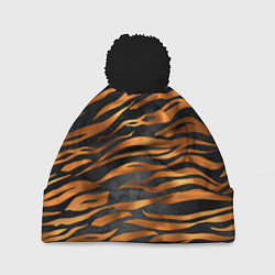 Шапка c помпоном В шкуре тигра