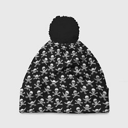 Шапка с помпоном Roger skull, цвет: 3D-черный