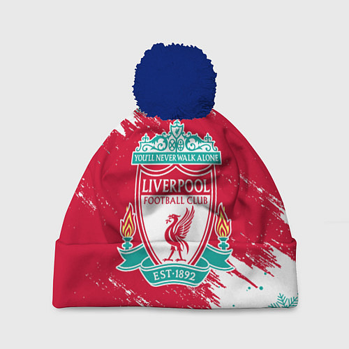 Шапка c помпоном НОВОГОДНИЙ ЛИВЕРПУЛЬ 2022 / 3D-Тёмно-синий – фото 1