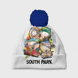 Шапка с помпоном South Park - Южный парк краски, цвет: 3D-тёмно-синий