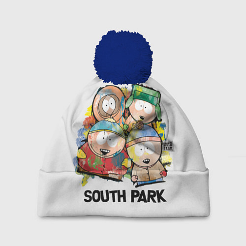 Шапка c помпоном South Park - Южный парк краски / 3D-Тёмно-синий – фото 1