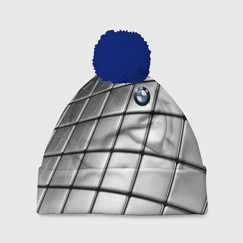 Шапка c помпоном BMW pattern 2022 / 3D-Тёмно-синий – фото 1