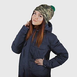 Шапка с помпоном Именной камуфляж Валера, цвет: 3D-зеленый — фото 2