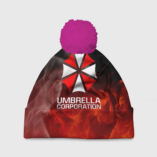 Шапка c помпоном Umbrella Corporation пламя / 3D-Малиновый – фото 1