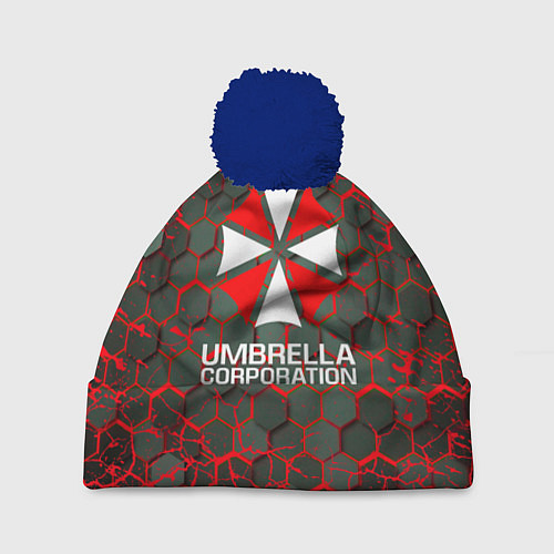 Шапка c помпоном Umbrella Corporation соты / 3D-Тёмно-синий – фото 1