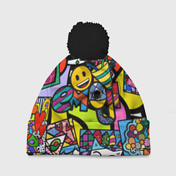 Шапка c помпоном Romero Britto - emoji