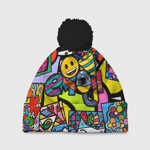 Шапка c помпоном Romero Britto - emoji / 3D-Черный – фото 1