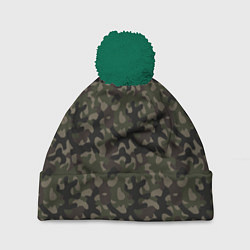 Шапка с помпоном Лесной Охотничий Камуфляж, цвет: 3D-зеленый