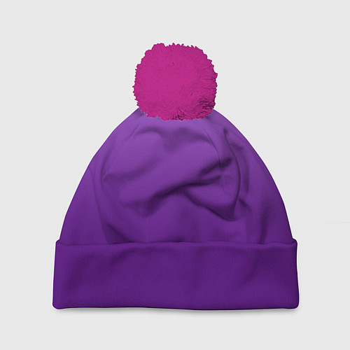 Шапка c помпоном Красивый фиолетовый градиент / 3D-Малиновый – фото 1