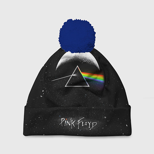 Шапка c помпоном PINK FLOYD LOGO ПИНК ФЛОЙД ЗВЕЗДЫ / 3D-Тёмно-синий – фото 1
