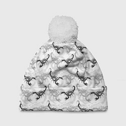 Шапка с помпоном Скорпионы - Scorpions, цвет: 3D-белый