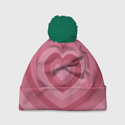 Шапка с помпоном Сердца LOVE, цвет: 3D-зеленый