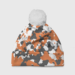 Шапка с помпоном Orange Camo, цвет: 3D-белый