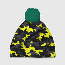 Шапка с помпоном Black Camo, цвет: 3D-зеленый
