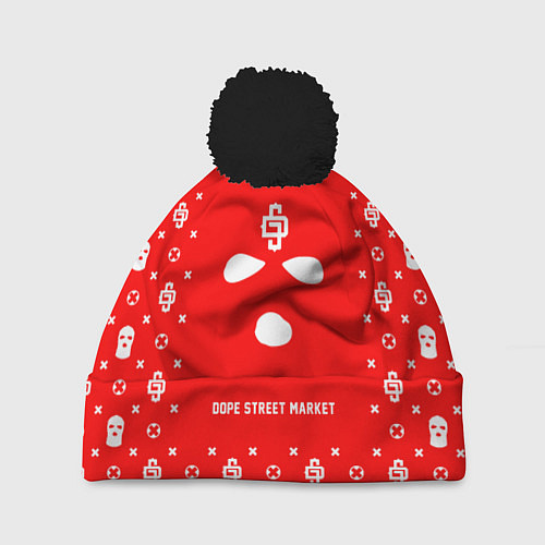 Шапка c помпоном Узор Red Phantom Ski Mask Dope Street Market / 3D-Черный – фото 1