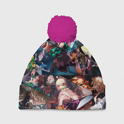 Шапка с помпоном Kimetsu no aiba Все персонажи, цвет: 3D-малиновый