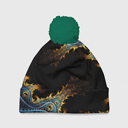 Шапка c помпоном Огненные фракталы 3d