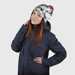 Шапка с помпоном Волейбол!! pattern, цвет: 3D-малиновый — фото 2