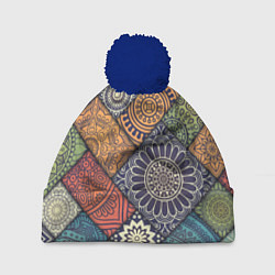 Шапка с помпоном Mandala-pattern, цвет: 3D-тёмно-синий