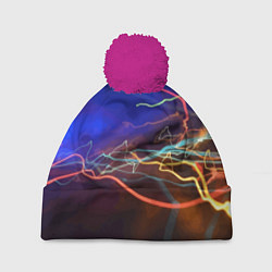Шапка с помпоном Neon vanguard pattern Lightning Fashion 2023, цвет: 3D-малиновый