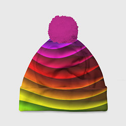 Шапка с помпоном Color line neon pattern Abstraction Summer 2023, цвет: 3D-малиновый