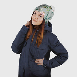 Шапка с помпоном Цветы Цветочный Букет, цвет: 3D-белый — фото 2