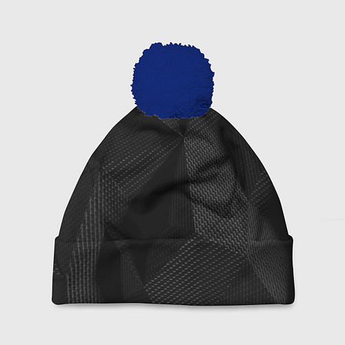 Шапка c помпоном КАРБОН ПОЛИГОНЫ / 3D-Тёмно-синий – фото 1