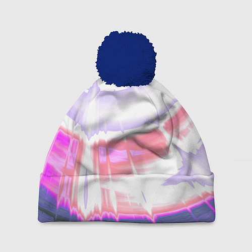 Шапка c помпоном Тай-дай Абстракция Tie-Dye / 3D-Тёмно-синий – фото 1