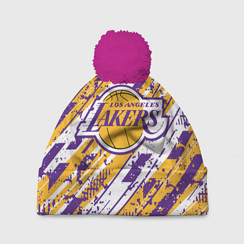 Шапка c помпоном LAKERS ЛОС-АНДЖЕЛЕС ЛЕЙКЕРС / 3D-Малиновый – фото 1